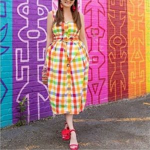 NWT Christopher John Rogers for Target - Dress Midi Plaid Strap Tie Waist